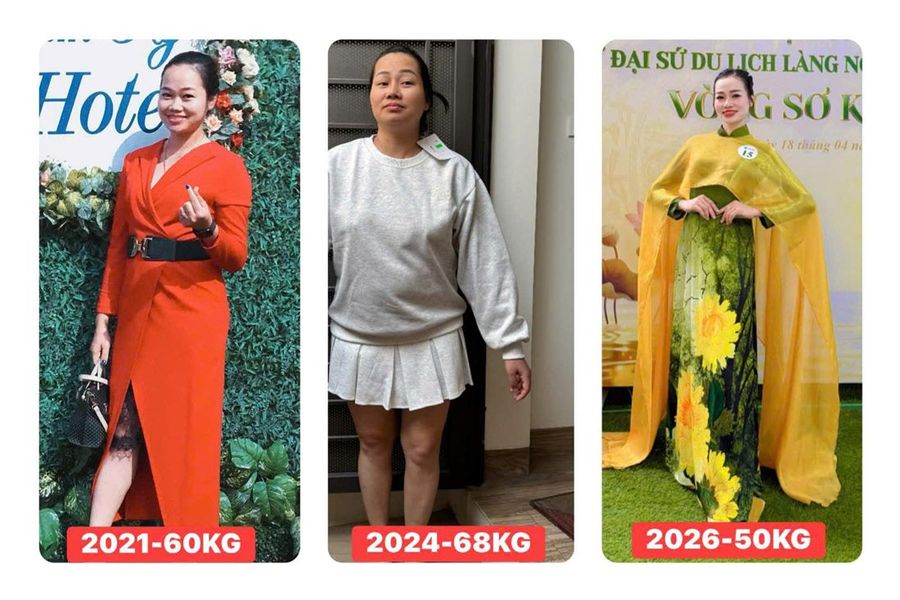 Hành trình của chị Thuỳ Dương — 2021: 60kg, 2024: 68kg, 2026: 50kg